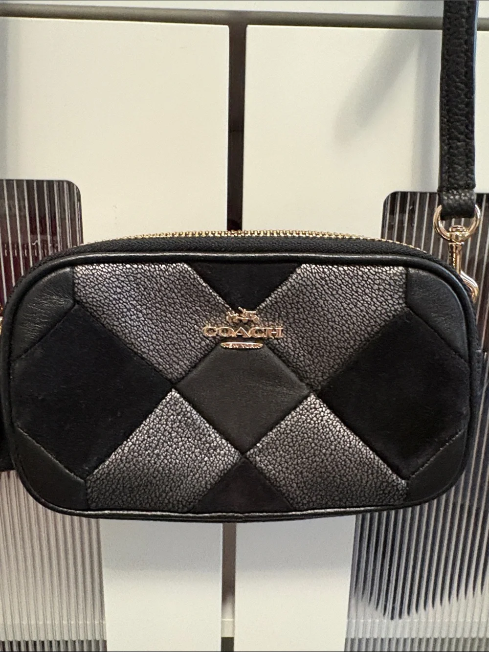 Coach Black Leather Quilted Crossbody Bag - Classic Women's Shoulder Bag - Picture 2 of 4
